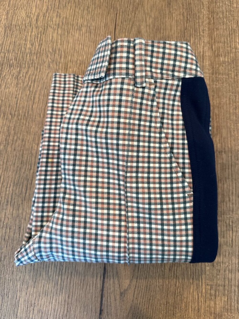 Tory Burch Plaid Trousers Women’s Size 00 Navy Stripe Side Panel Tailored Pants